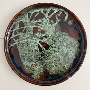 Barbados Caribbean Handmade Terracotta Plate Glaze Eclectic Boho Red Clay